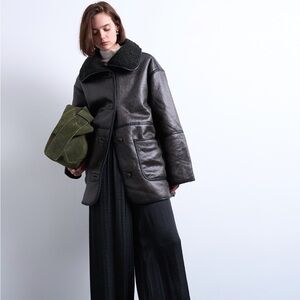 NWT Topshop faux shearling car coat size L